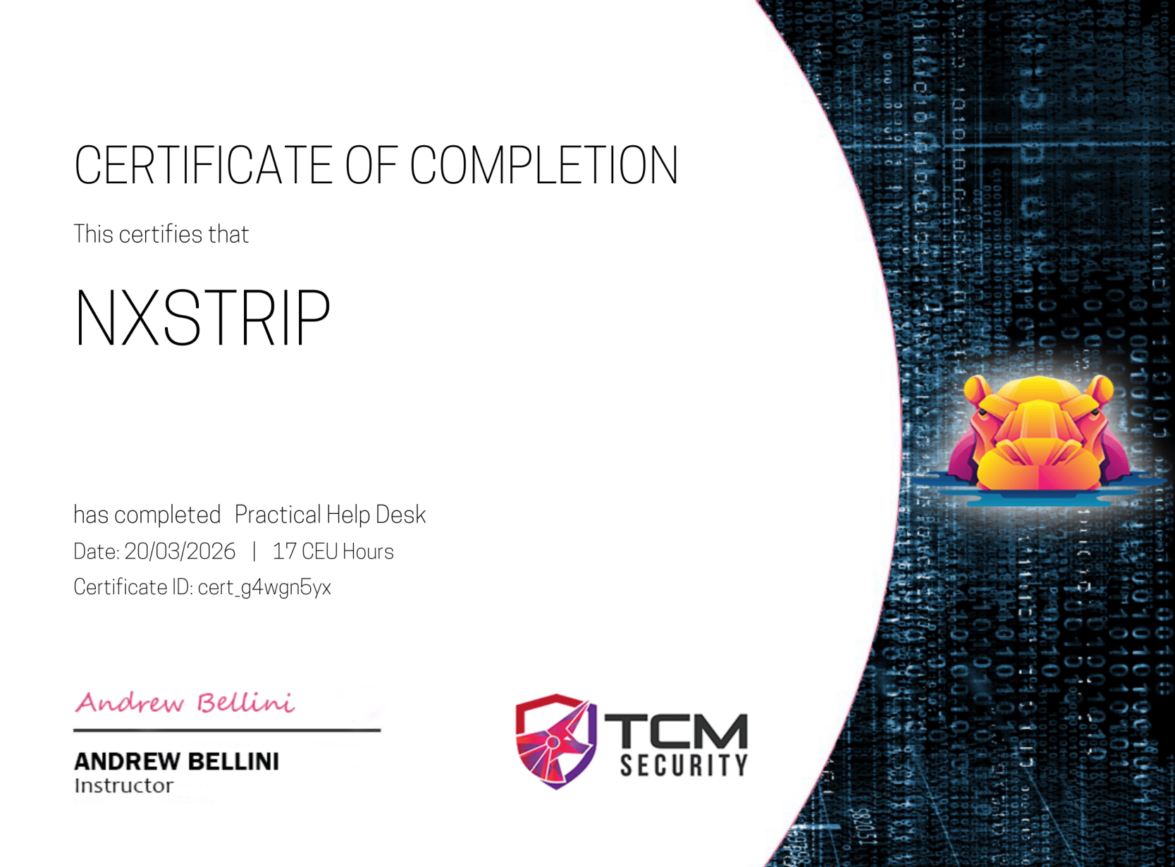 TCM Security Practical Help Desk Certificate