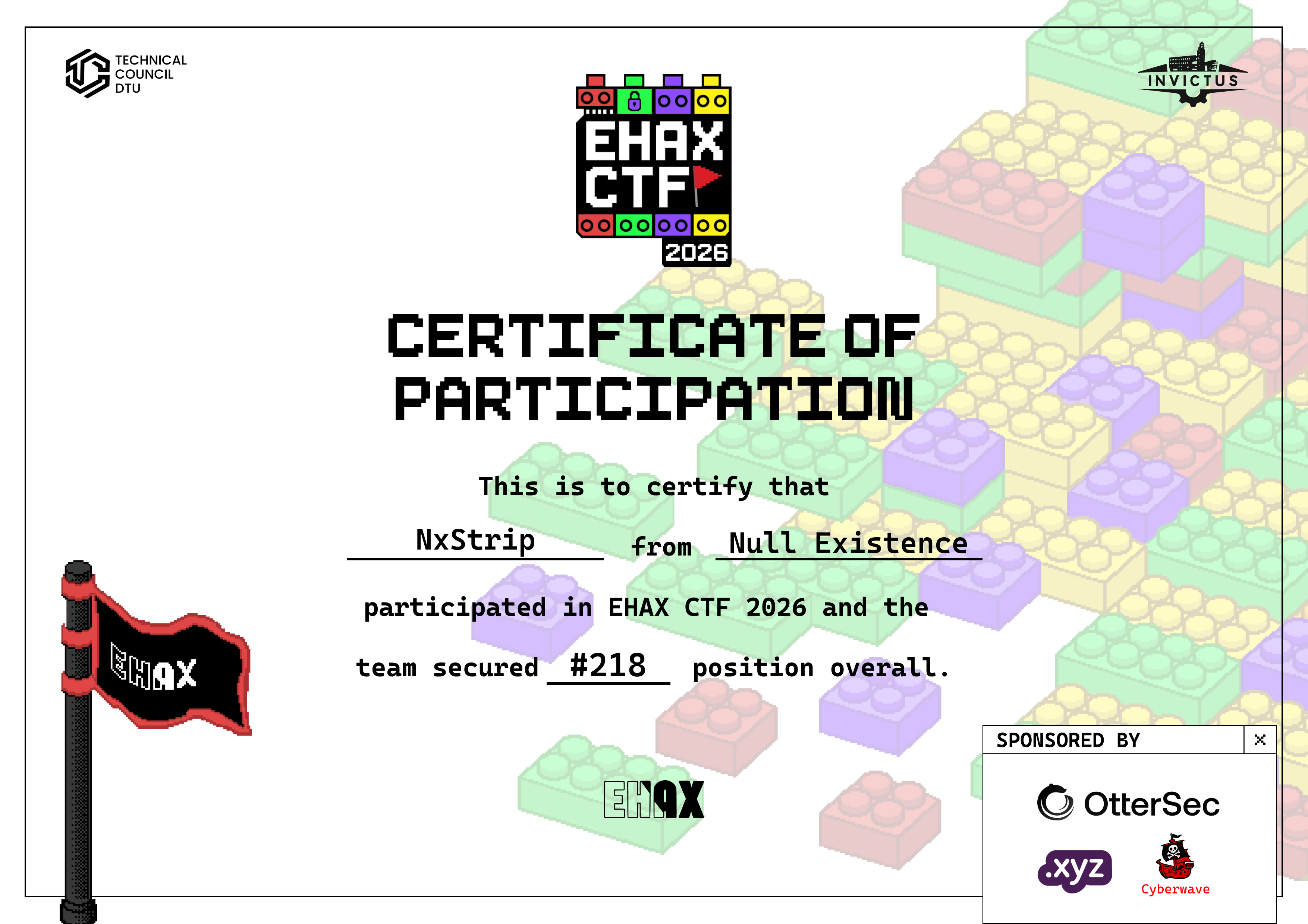 EHAX CTF 2026 Participation Certificate
